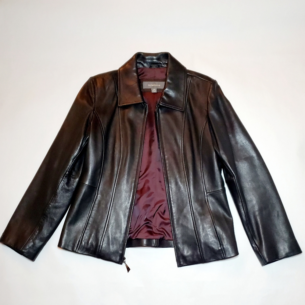 Liz Claiborne Womens Black Leather Jacket
